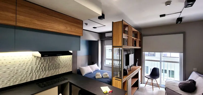 Estúdio de Airbnb com móveis planejados sob medida em MDF — Pinheiros, Oficina 306, São Paulo